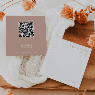 Carte De Visite Carré Code QR blanc minimaliste pour entraîneur de vie
