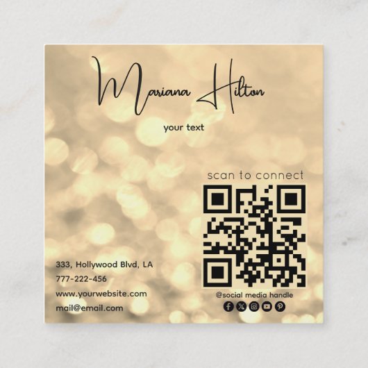 Carte De Visite Carré Code qr bokeh moderne et élégant (Dos)