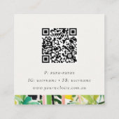 Carte De Visite Carré Code QR botanique de feuillage de feuille tropical (Dos)