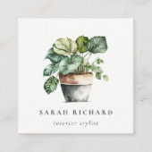 Carte De Visite Carré Code QR botanique des Plantes de la maison à feuil (Devant)