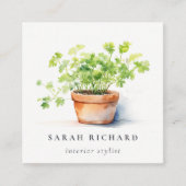 Carte De Visite Carré Code QR botanique du persil à herbes potées (Devant)