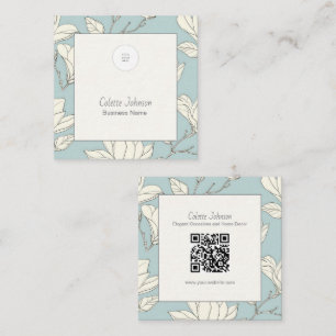 Carte De Visite Carré Code QR botanique élégant