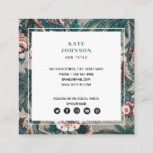 Carte De Visite Carré Code QR botanique tropical Icônes des médias socia (Dos)