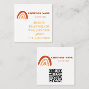 Carte De Visite Carré Code QR carré arc-en-ciel en terracotta bohème