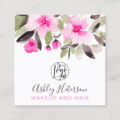 Carte De Visite Carré code qr chic rose floral logo (Devant)