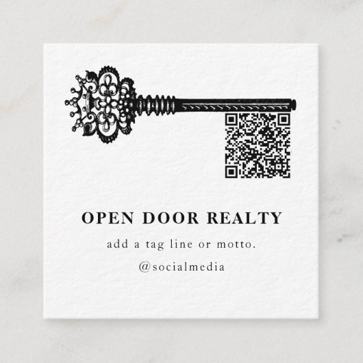 Carte De Visite Carré Code QR Clé de numérisation immobilière unique (Devant)
