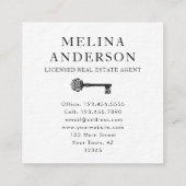 Carte De Visite Carré Code QR Clé de numérisation immobilière unique (Dos)