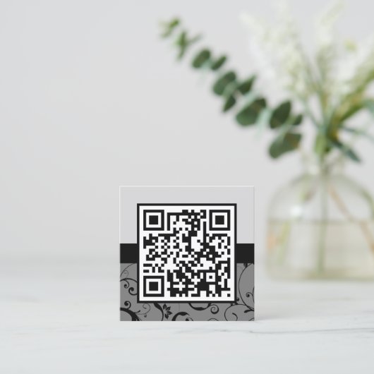Carte De Visite Carré code QR damask professionnel (Debout devant)