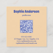 Carte De Visite Carré Code QR damier rétro moderne (Dos)