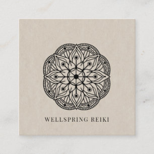 Carte De Visite Carré Code QR de bien-être pour praticien en Reiki Manda