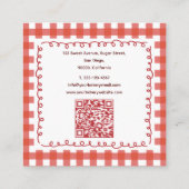 Carte De Visite Carré Code QR de boulangerie Gingham Rustique Fermière (Dos)