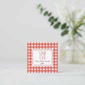Carte De Visite Carré Code QR de boulangerie Gingham Rustique Fermière (Debout devant)