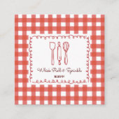 Carte De Visite Carré Code QR de boulangerie Gingham Rustique Fermière (Devant)