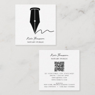 Carte De Visite Carré Code QR de calligraphie de l'agent de signature de
