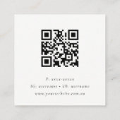 Carte De Visite Carré Code QR de ciseaux à cheveux ivoire minimaux (Dos)