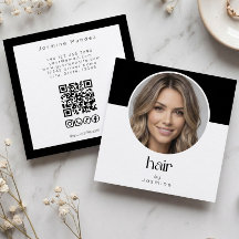 Code QR de coiffeur Photo Carré Noir Blanc