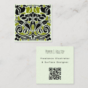 Carte De Visite Carré Code QR de concepteur de surface illustrateur