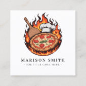 Carte De Visite Carré Code QR de critique de restaurant de pizza (Devant)