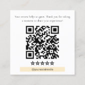 Carte De Visite Carré Code QR de critique de restaurant de pizza (Dos)