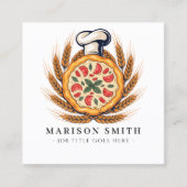 Carte De Visite Carré Code QR de critique de restaurant de pizza  (Devant)