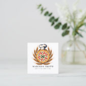 Carte De Visite Carré Code QR de critique de restaurant de pizza  (Debout devant)