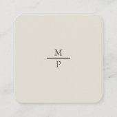 Carte De Visite Carré Code QR de détails de mariage à monogramme neutre (Dos)