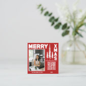 Carte De Visite Carré Code QR de Joyeux rouges et blancs (Debout devant)