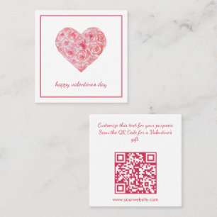 Carte De Visite Carré Code QR de la vente de la Saint-Valentin au cœur r