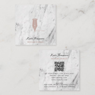 Carte De Visite Carré Code QR de l'agent de signature de notaire moderne
