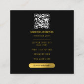 Carte De Visite Carré Code QR de l'agent immobilier Black & Gold (Dos)