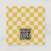 Carte De Visite Carré Code QR de l'emblème damier jaune moderne (Dos)