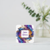 Carte De Visite Carré Code QR de l'encre d'aquarelle Abstraite (Debout devant)