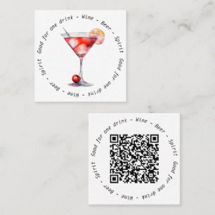 Carte De Visite Carré Code QR de l'entreprise Cosmo noir blanc Voucher d