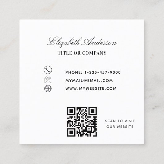 Carte De Visite Carré Code QR de l'eucalyptus de lavande (Dos)