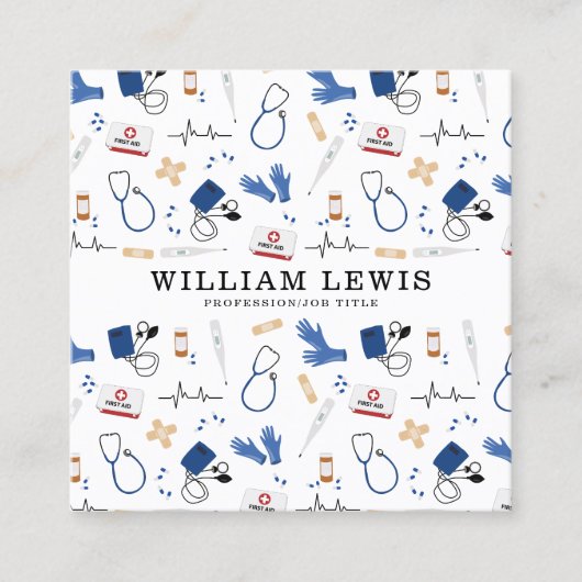 Carte De Visite Carré Code QR de l'infirmière Médicale moderne (Devant)