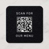 Carte De Visite Carré Code QR de Logo Noir Moderne Menu Scan (Devant)