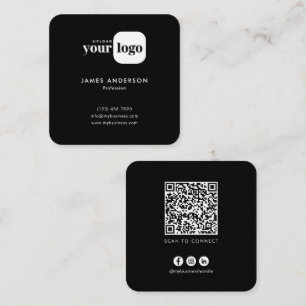 Carte De Visite Carré Code QR de logo personnalisé minimaliste moderne