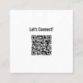 Carte De Visite Carré Code QR de nom professionnel simple blanc propre (Dos)
