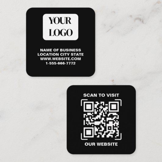 Carte De Visite Carré Code QR de numérisation de site Web carré avec log (Devant / Derrière)