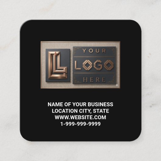 Carte De Visite Carré Code QR de numérisation de site Web carré de logo (Devant)