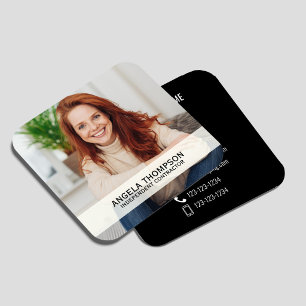 Carte De Visite Carré Code QR de photo moderne Connectez-vous avec moi C