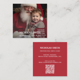 Carte De Visite Carré Code QR de photo professionnelle du Père Noël