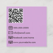 Carte De Visite Carré Code QR de photographe moderne violet (Dos)