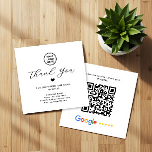 Carte De Visite Carré Code QR de remerciement de Google Review Moderne
