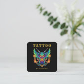 Carte De Visite Carré Code QR de réservation de studio de tatouage Artis (Debout devant)