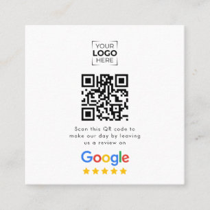 Carte De Visite Carré Code QR de révision Google Avis sur l'entreprise