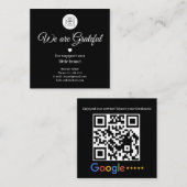 Carte De Visite Carré Code QR de révision Google carré noir (Devant / Derrière)