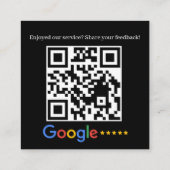 Carte De Visite Carré Code QR de révision Google carré noir (Dos)