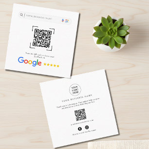 Carte De Visite Carré Code QR de révision Google pour la promotion des m