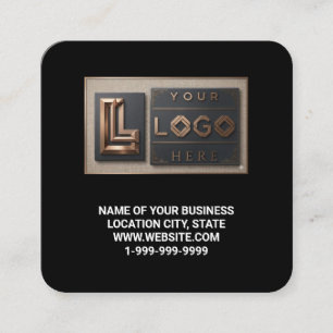 Carte De Visite Carré Code QR de site web carré moderne noir Logo